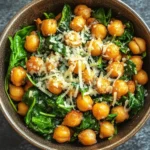 Crispy Parmesan Chickpeas & Spinach
