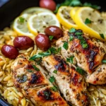 Lemon Herb Chicken & Mediterranean Orzo with Olives