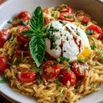 Burrata & Pesto Orzo Salad with Cherry Tomatoes