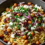 Chickpea Orzo Bowl with Feta, Cranberries & Honey Dressing