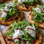 Crispy Burrata Arugula Pita Pizzas