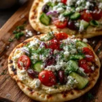 Easy Mediterranean Flatbread with Fresh Herbs & Hummus