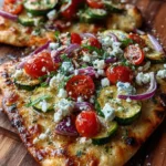 Feta & Roasted Veggie Flatbread with Garlic Oil