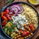 Feta & Veggie Bowl with Orzo & Chickpeas