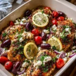 Mediterranean Chicken Bake with Lemon, Olives & Feta