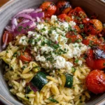 Orzo Bowl with Feta, Roasted Veggies & Herbed Dressing