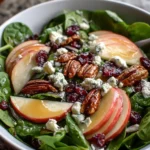 Spinach & Apple Salad with Cranberries, Pecans & Feta