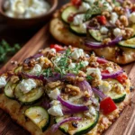 Veggie Flatbread with Feta, Honey & Walnuts
