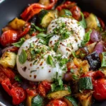 Warm Burrata & Garlic Roasted Veggie Skillet