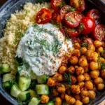 Couscous Salad with Roasted Chickpeas & Herbed Yogurt