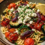 Roasted Veggie Bowl with Feta, Orzo & Olive Oil
