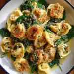 Crispy Parmesan Tortellini & Spinach with Lemon Drizzle